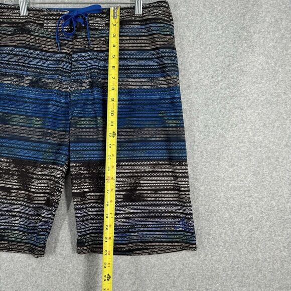 Prana Board Shorts 33 Mens Blue Striped Back Pocket Swim Trunks Bathing Suit - Picture 4 of 15
